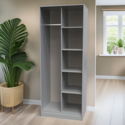 Crowndale Diego 5 Shelf Dusk Grey Tall Open Wardrobe with Hanging Compartment Ready Assembled - thumbnail 1