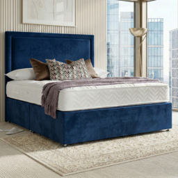 DS Living Velmont Dark Blue Double Plush Divan Bed - thumbnail 1
