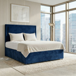DS Living Velmont Dark Blue Double Plush Divan Bed - thumbnail 3