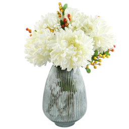 Leaf Single Stem White Extra Large Reflex Chrystanthemum Artificial Flower 75cm 6 Pack - thumbnail 2