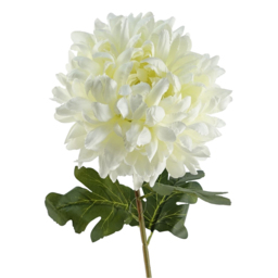 Leaf Single Stem White Extra Large Reflex Chrystanthemum Artificial Flower 75cm 6 Pack - thumbnail 3