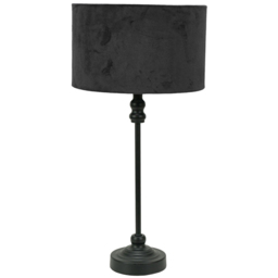 ValueLights Maggie Black Velvet Drum Shade Candlestick LED Table Lamp