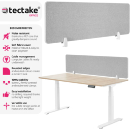 tectake Noisy Grey Plastic Desk Divider 160 x 40cm - thumbnail 4