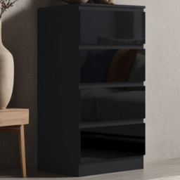 FWStyle Stora 4 Drawer Black Gloss Chest of Drawers