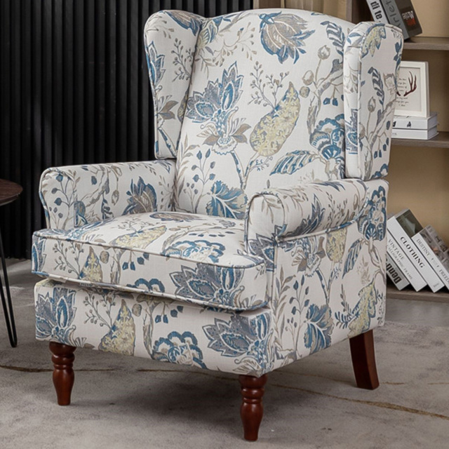 Furniture One High Wingback Blue Fireside Armchair - image 1