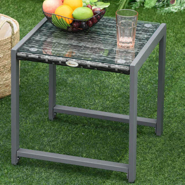 Outsunny Grey Rattan End Side Table - image 1