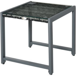 Outsunny Grey Rattan End Side Table - thumbnail 2
