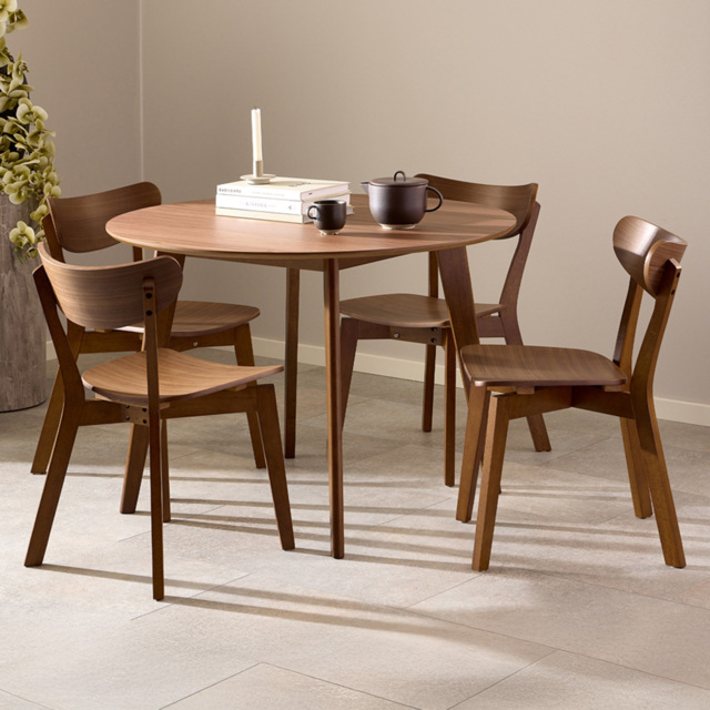 Florence Roxby Walnut 4 Seater 105cm Round Dining Set - image 1