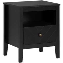 Birlea Emerson Black Single Drawer Single Shelf Bedside Table - thumbnail 2