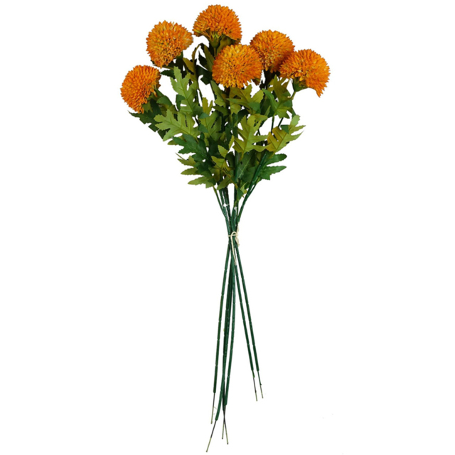 Leaf Yellow Large Ball Dahlia Artificial Flower 70cm 6 Pack - image 1