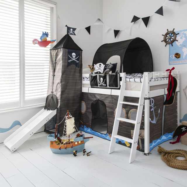 Noa and Nani Moro White Pirate Mid Sleeper Cabin Bed with Slide
