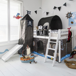 Noa and Nani Moro White Pirate Mid Sleeper Cabin Bed with Slide - thumbnail 1