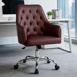 Langham Red PVC Leather Swivel Office Chair