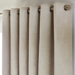 Alan Symonds Chenille Blackout Ring Top Eyelet Curtains Cream 168 x 229cm - thumbnail 2
