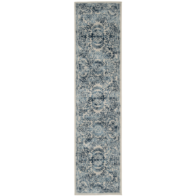 Kukoon Oscar Claudia Flat Vintage Blue Floral Medallion Rug 80 x 300cm - image 1