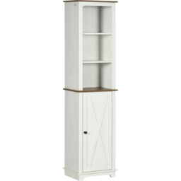 Kleankin Single Door 3 Shelf White Tall Bathroom Floor Cabinet - thumbnail 2