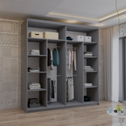 M N Furniture Venece 2 Door Grey Mirrored Sliding Wardrobe 203cm - thumbnail 3