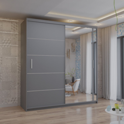 M N Furniture Venece 2 Door Grey Mirrored Sliding Wardrobe 203cm - thumbnail 4