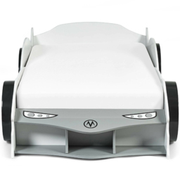 Julian Bowen Storm White and Grey Single High Gloss Race Car Bed - thumbnail 4