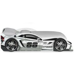 Julian Bowen Storm White and Grey Single High Gloss Race Car Bed - thumbnail 3