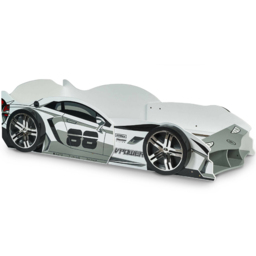 Julian Bowen Storm White and Grey Single High Gloss Race Car Bed - thumbnail 2