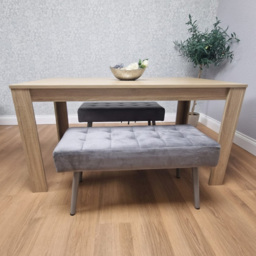 Kosy Koala 4 Seater Dining Set with Bench Oak Effect and Grey Velvet