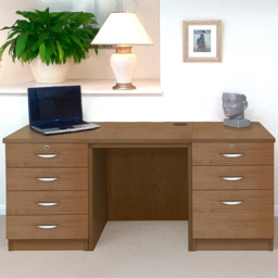R White Cabinets SET-09-IN-EO Single Door 6 Drawer Filing Desk Brown - thumbnail 1