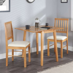 2 Seater Drop Leaf Dining Set Oak and White - thumbnail 1