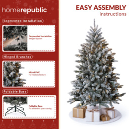 Noel Square Pre-Lit Warm White LED White Frosted Xmas Tree 4.9ft - thumbnail 4