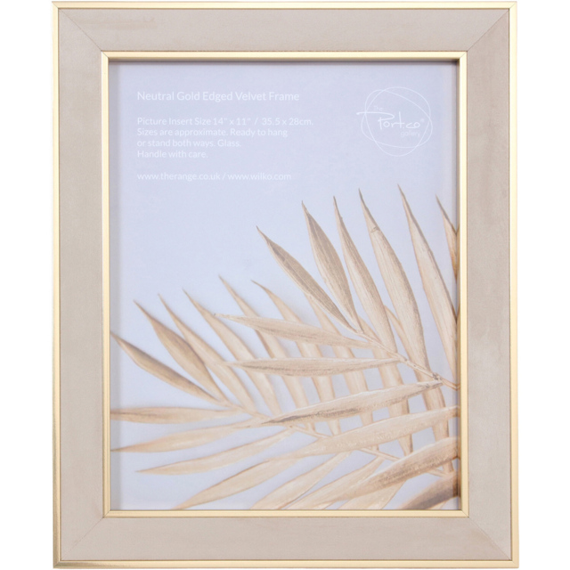 Gold Edge Velvet Photo Frame Neutral 14 x 11 inch - image 1