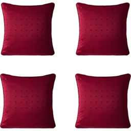 Alan Symonds Red Dobby Square Cushion with Polyester Filled Pad 45 x 45cm 4 Pack