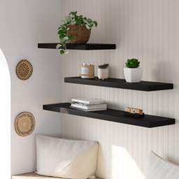 Homebase 60cm Black Ash Effect Floating Shelf 2 Pack - thumbnail 2