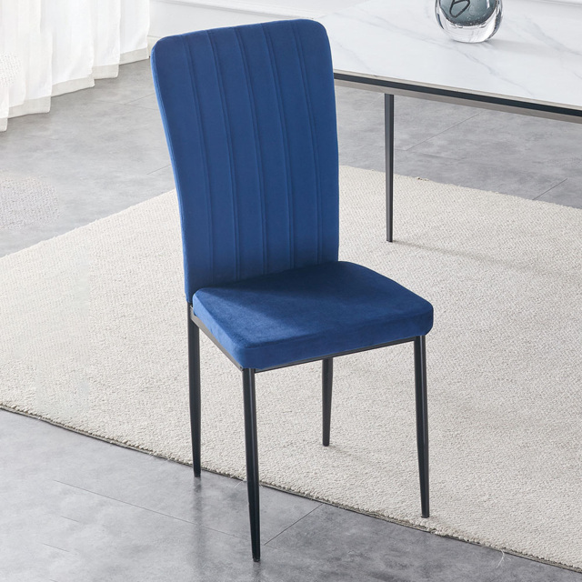 Elle Blue Velvet Effect Plush Padded Dining Chair Set of 4 - image 1