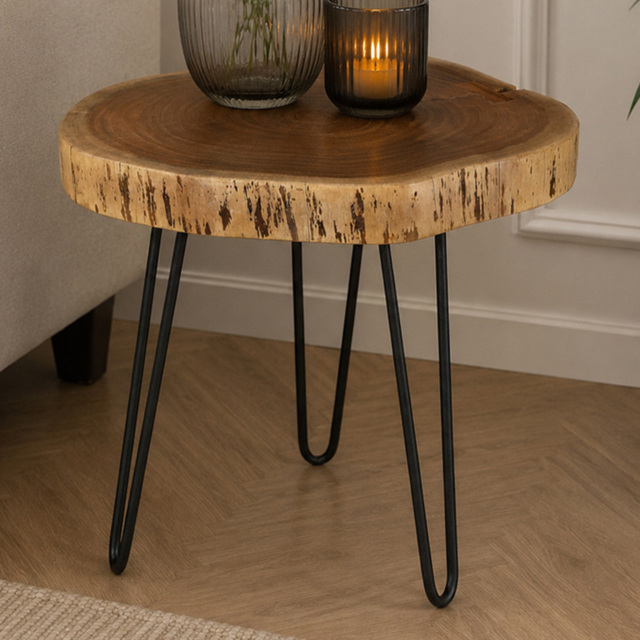 Premier Housewares Nandri Acacia Wood Top Tripod Base Side Table - image 1