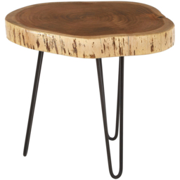Premier Housewares Nandri Acacia Wood Top Tripod Base Side Table - thumbnail 3