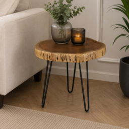Premier Housewares Nandri Acacia Wood Top Tripod Base Side Table - thumbnail 4