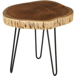 Premier Housewares Nandri Acacia Wood Top Tripod Base Side Table - thumbnail 2