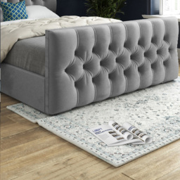 Novara Grey Small Double Velvet Upholstered Bed Frame with Pleated Chesterfield Headboard - thumbnail 4