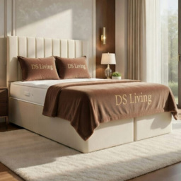 DS Living Aria Cream King Size Plush Ottoman Bed