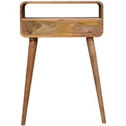 Artisan Furniture Mini Oak 2 Drawer Single Shelf Mango Wood Curved Console Table - thumbnail 4