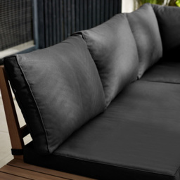 Furniturebox Sardinia 6 Seater Black Walnut Wood Outdoor Sofa Set - thumbnail 3
