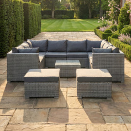 Artemis Home Oliena 8 Seater Grey Rattan Small U-Shaped Modular Garden Furniture Set - thumbnail 1