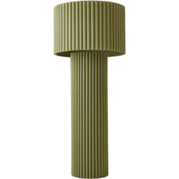 ValueLights Lenny Moss Green Drum Lamp Shade Ribbed Fabric Midi LED Floor Lamp