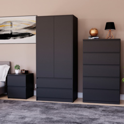 Vida Designs Denver 3 Piece Black Bedroom Furniture Set - thumbnail 3