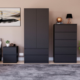Vida Designs Denver 3 Piece Black Bedroom Furniture Set