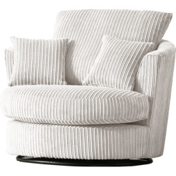 Luxor Silver Jumbo Cord Fabric Swivel Chair - thumbnail 3