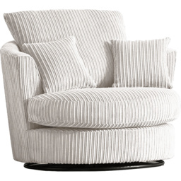 Luxor Silver Jumbo Cord Fabric Swivel Chair - thumbnail 2