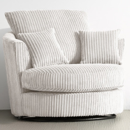 Luxor Silver Jumbo Cord Fabric Swivel Chair