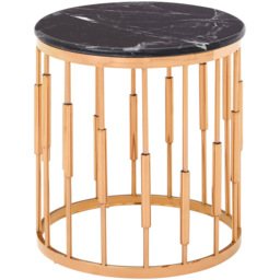 Premier Housewares Alvaro Black Marble Round Functional Side Table with Copper Finish Base - thumbnail 2