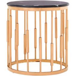 Premier Housewares Alvaro Black Marble Round Functional Side Table with Copper Finish Base - thumbnail 3